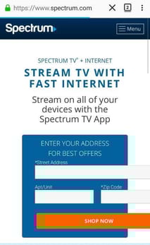 Spectrum's site, on mobile, initially loads with the form off-screen before it shifts. Had I started to fill it out, that would have been an annoying experience due to poor Culmulative Layout Shift ... and it ranks poorly in the Core Web Vitals metric.