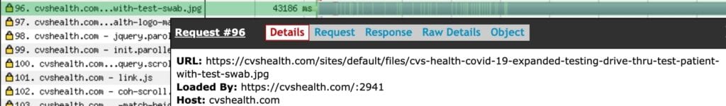 CVS Health had a 13 MB image loading on its homepage when I ran my average load time tests on the Fortune 100 websites. That's a massive image that takes a long time to load!
